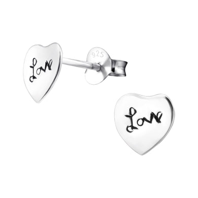 925 Silver Love Heart Earring