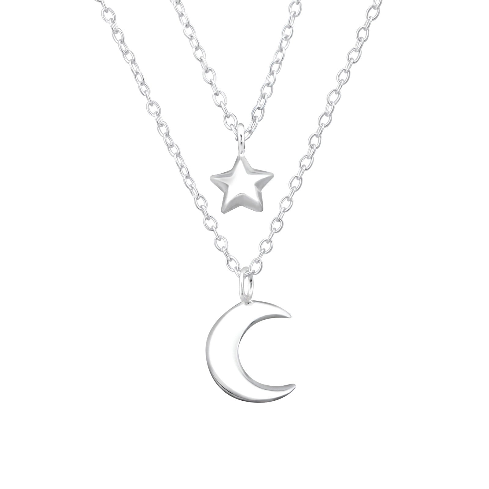 925 Silver Star Moon Necklace