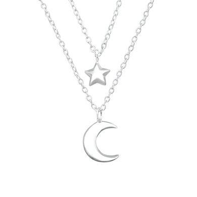 925 Silver Star Moon Necklace
